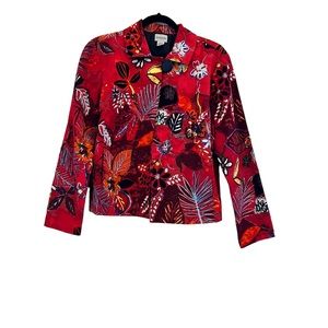 Chico's Red Artsy Painted Look jacket size 1 or medium
